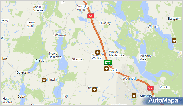 mapa Majdany Wielkie, Majdany Wielkie na mapie Targeo