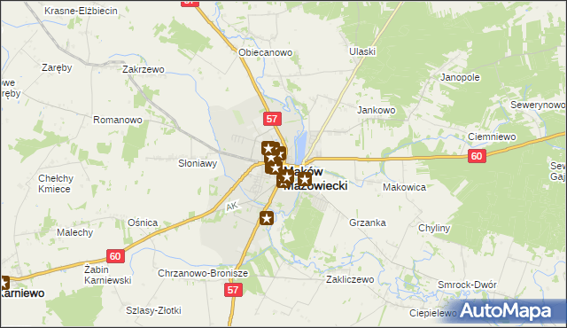 mapa Maków Mazowiecki, Maków Mazowiecki na mapie Targeo