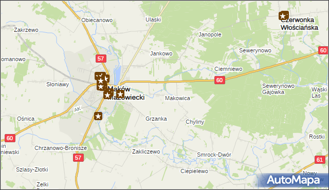mapa Makowica gmina Szelków, Makowica gmina Szelków na mapie Targeo