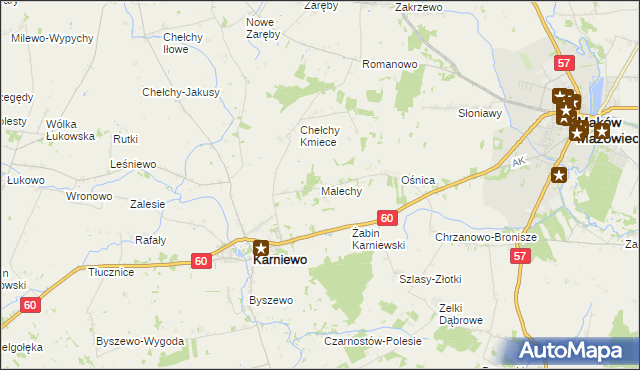 mapa Malechy, Malechy na mapie Targeo
