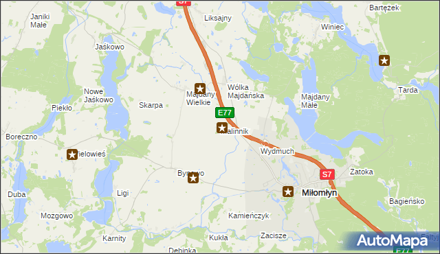 mapa Malinnik, Malinnik na mapie Targeo