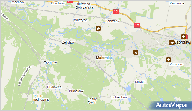 mapa Małomice, Małomice na mapie Targeo