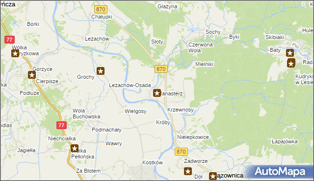 mapa Manasterz gmina Wiązownica, Manasterz gmina Wiązownica na mapie Targeo