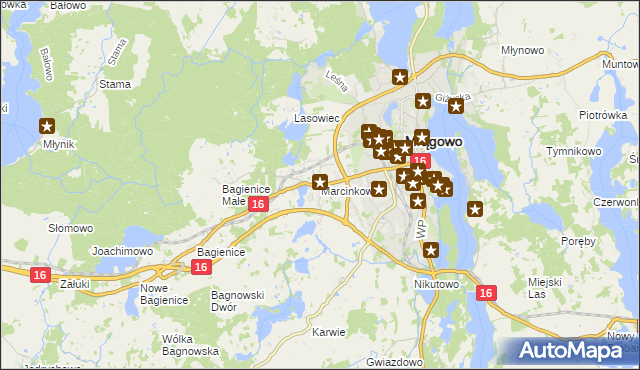 mapa Marcinkowo gmina Mrągowo, Marcinkowo gmina Mrągowo na mapie Targeo