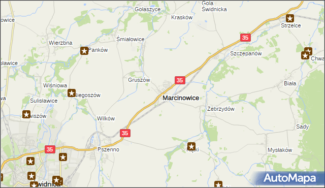 mapa Marcinowice powiat świdnicki, Marcinowice powiat świdnicki na mapie Targeo