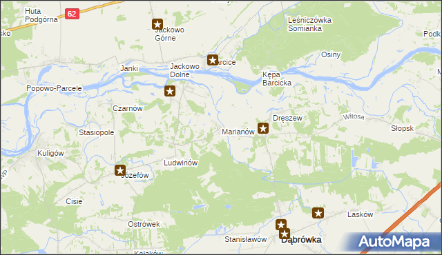 mapa Marianów gmina Dąbrówka, Marianów gmina Dąbrówka na mapie Targeo