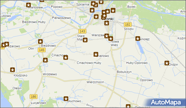 mapa Marianowo gmina Wronki, Marianowo gmina Wronki na mapie Targeo