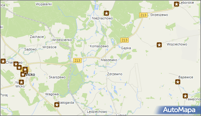 mapa Maszewko gmina Wicko, Maszewko gmina Wicko na mapie Targeo