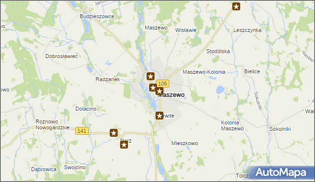 mapa Maszewo powiat goleniowski, Maszewo powiat goleniowski na mapie Targeo