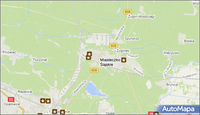 mapa Miasteczko Śląskie, Miasteczko Śląskie na mapie Targeo