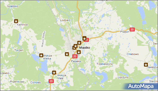 mapa Miastko powiat bytowski, Miastko powiat bytowski na mapie Targeo