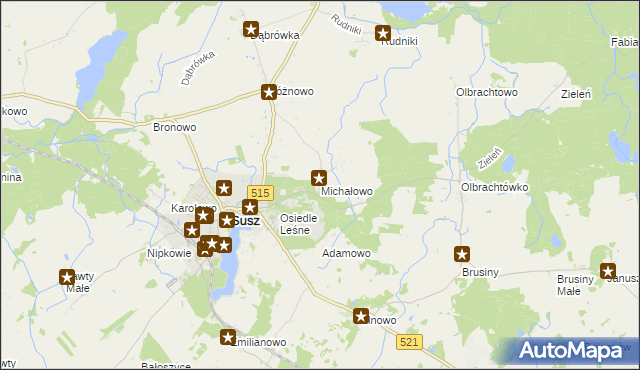 mapa Michałowo gmina Susz, Michałowo gmina Susz na mapie Targeo