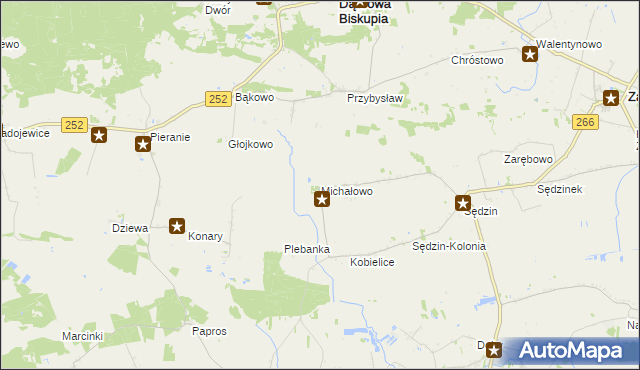 mapa Michałowo gmina Zakrzewo, Michałowo gmina Zakrzewo na mapie Targeo