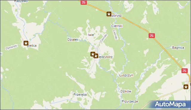 mapa Międzybórz gmina Rzeczenica, Międzybórz gmina Rzeczenica na mapie Targeo