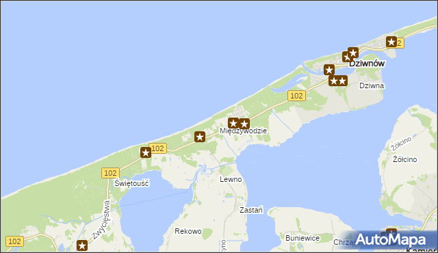 mapa Międzywodzie, Międzywodzie na mapie Targeo