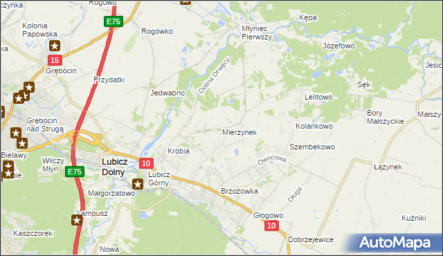 mapa Mierzynek gmina Lubicz, Mierzynek gmina Lubicz na mapie Targeo