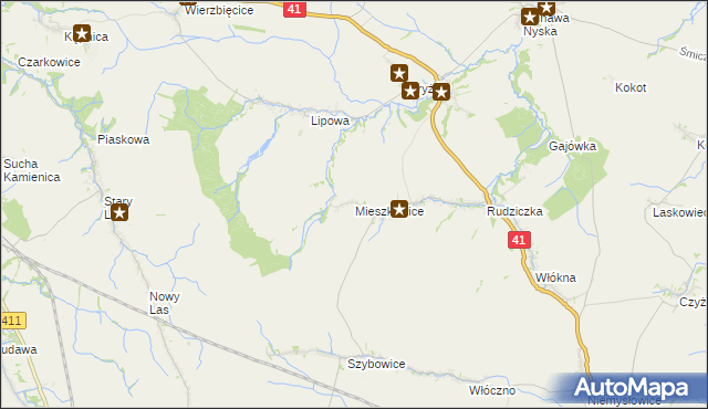 mapa Mieszkowice gmina Prudnik, Mieszkowice gmina Prudnik na mapie Targeo