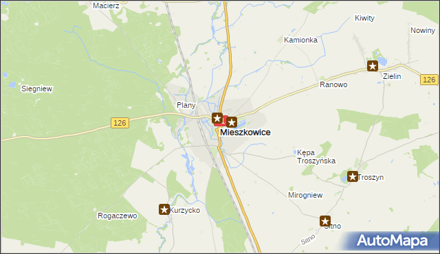 mapa Mieszkowice powiat gryfiński, Mieszkowice powiat gryfiński na mapie Targeo