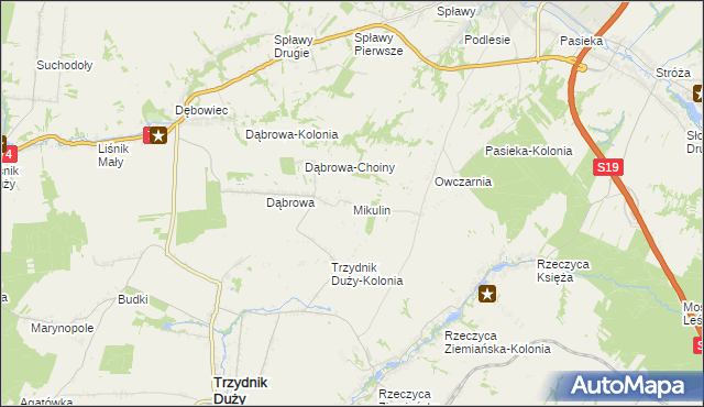 mapa Mikulin gmina Kraśnik, Mikulin gmina Kraśnik na mapie Targeo
