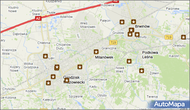 mapa Milanówek, Milanówek na mapie Targeo
