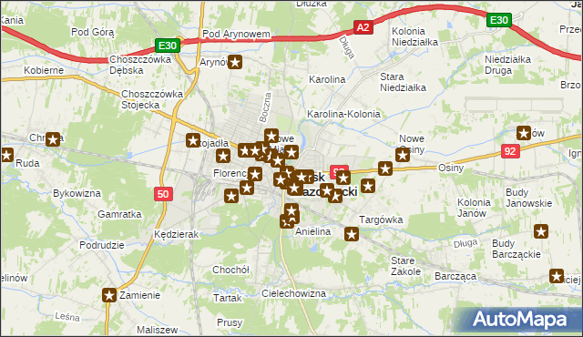 mapa Mińsk Mazowiecki, Mińsk Mazowiecki na mapie Targeo