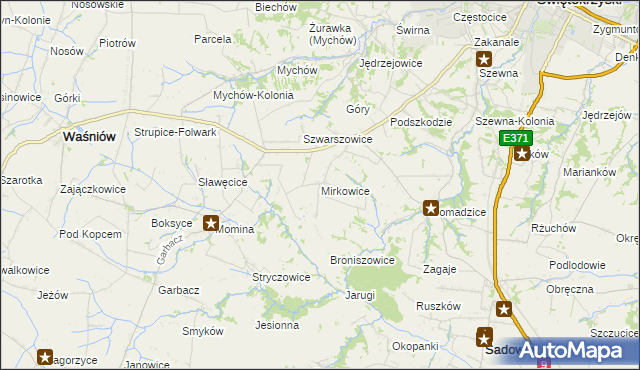 mapa Mirkowice gmina Bodzechów, Mirkowice gmina Bodzechów na mapie Targeo