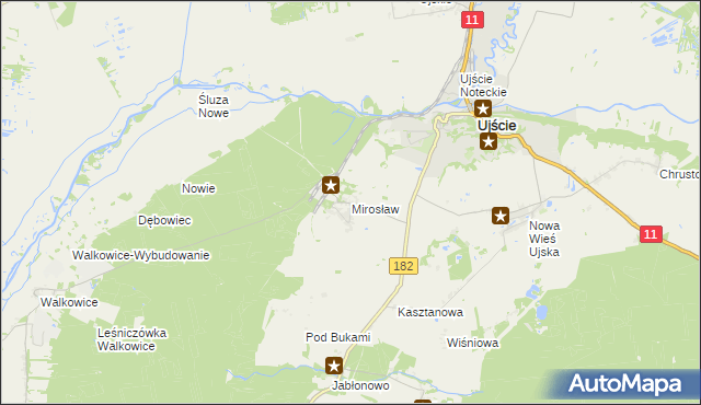 mapa Mirosław gmina Ujście, Mirosław gmina Ujście na mapie Targeo