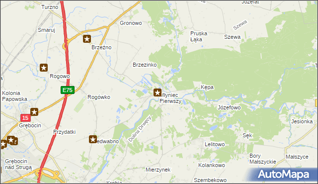 mapa Młyniec Pierwszy, Młyniec Pierwszy na mapie Targeo