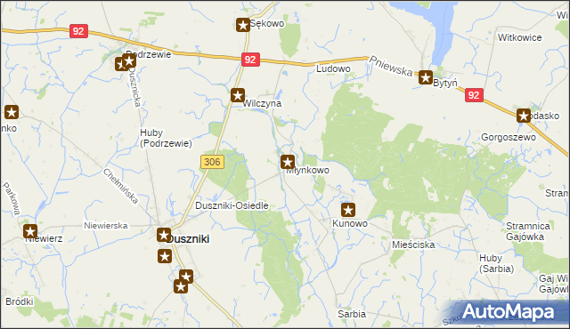 mapa Młynkowo gmina Duszniki, Młynkowo gmina Duszniki na mapie Targeo