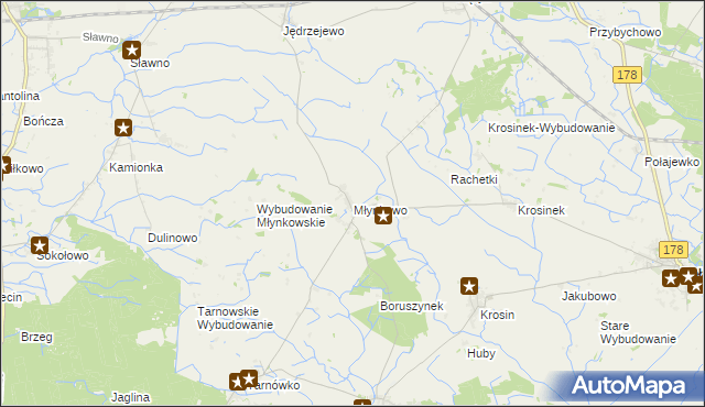 mapa Młynkowo gmina Połajewo, Młynkowo gmina Połajewo na mapie Targeo