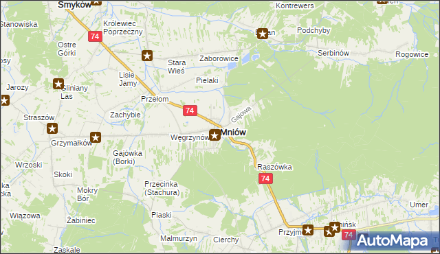 mapa Mniów, Mniów na mapie Targeo