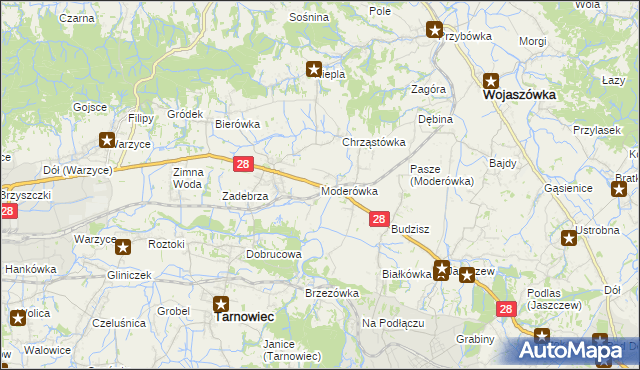mapa Moderówka, Moderówka na mapie Targeo
