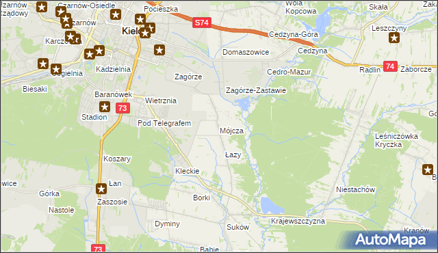 mapa Mójcza, Mójcza na mapie Targeo