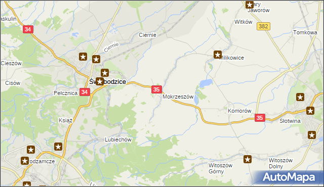 mapa Mokrzeszów, Mokrzeszów na mapie Targeo