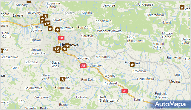 mapa Mordarka, Mordarka na mapie Targeo