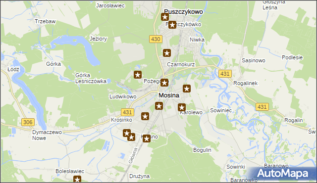 mapa Mosina powiat poznański, Mosina powiat poznański na mapie Targeo
