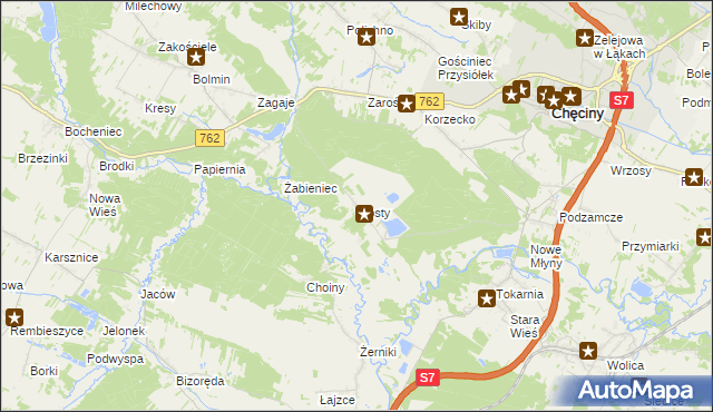 mapa Mosty gmina Chęciny, Mosty gmina Chęciny na mapie Targeo