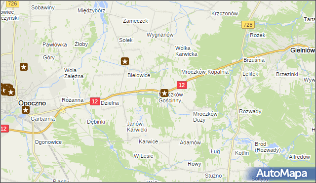 mapa Mroczków Gościnny, Mroczków Gościnny na mapie Targeo