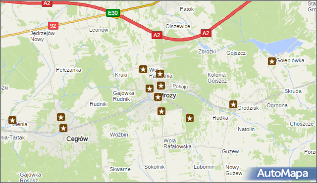 mapa Mrozy powiat miński, Mrozy powiat miński na mapie Targeo