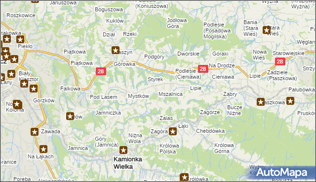 mapa Mszalnica, Mszalnica na mapie Targeo