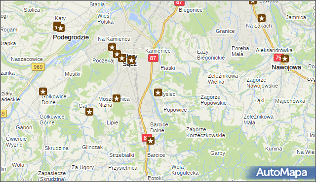 mapa Myślec, Myślec na mapie Targeo