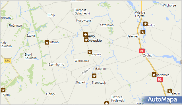 mapa Napole gmina Kijewo Królewskie, Napole gmina Kijewo Królewskie na mapie Targeo