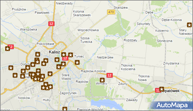 mapa Nędzerzew gmina Opatówek, Nędzerzew gmina Opatówek na mapie Targeo