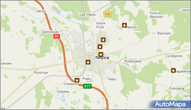 mapa Nidzica, Nidzica na mapie Targeo