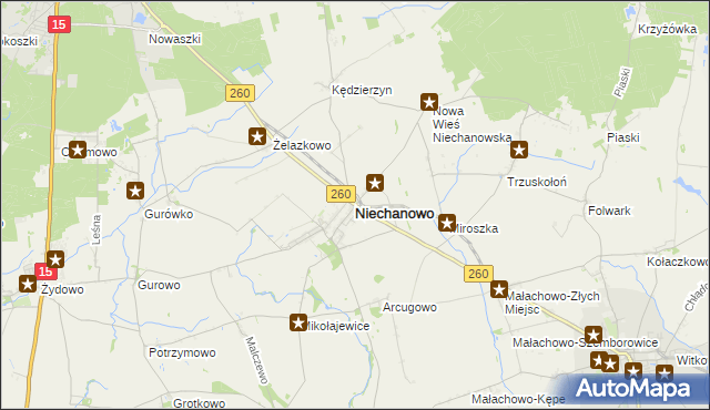 mapa Niechanowo, Niechanowo na mapie Targeo