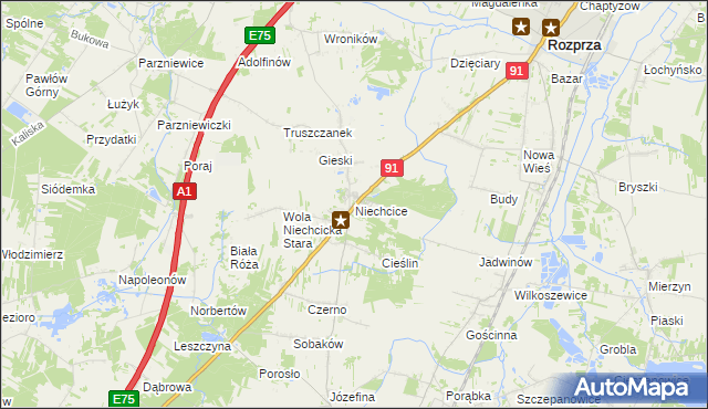 mapa Niechcice, Niechcice na mapie Targeo