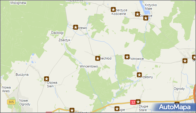 mapa Niechłód, Niechłód na mapie Targeo