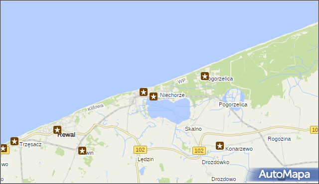 mapa Niechorze, Niechorze na mapie Targeo