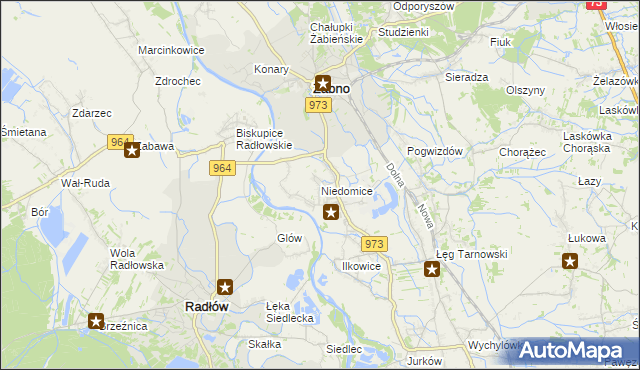 mapa Niedomice, Niedomice na mapie Targeo