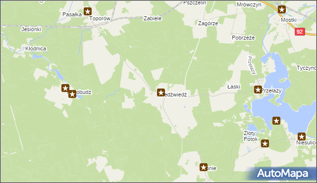 mapa Niedźwiedź gmina Łagów, Niedźwiedź gmina Łagów na mapie Targeo